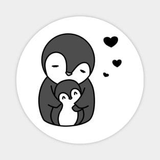 Penguins Mother Child Family Cute Kawaii Hearts Love Forever Couple Gift Together Vegan Animal Protect Magnet